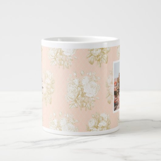 最高のエレガントNanaフローラピンク写真母の日 ジャンボコーヒーマグカップ (正面)