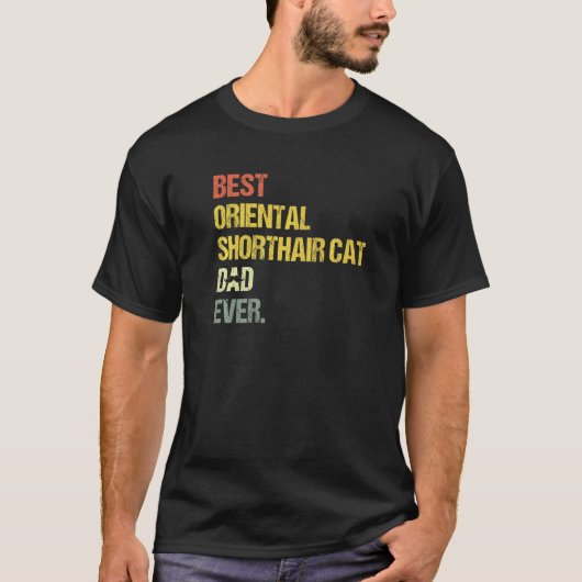最高のオリエンタル・ショートヘアの猫パパ Tシャツ (正面)