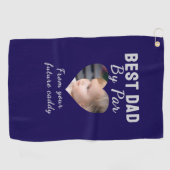 最高のカスタムパパキッズフォトブルーパーソナライズされた ゴルフタオル (横)