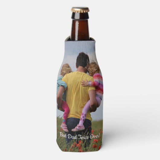 最高のカスタムパパツインズ写真父の日 ボトルクーラー (ボトル正面)