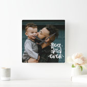 最高のカスタムパパ写真の父の日の贈り物   スクエア壁時計 (ホーム)