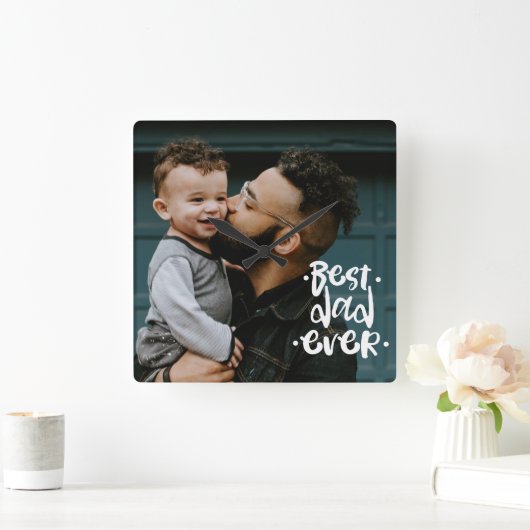 最高のカスタムパパ写真の父の日の贈り物 スクエア壁時計 (ホーム)