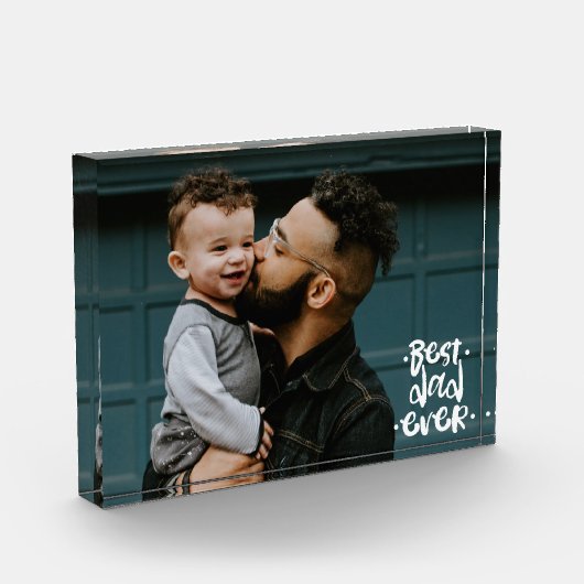 最高のカスタムパパ写真の父の日の贈り物  フォトブロック (左)