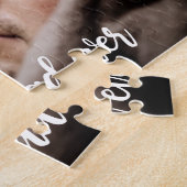 最高のカスタムパパ写真モダン白文字 ジグソーパズル (側面)