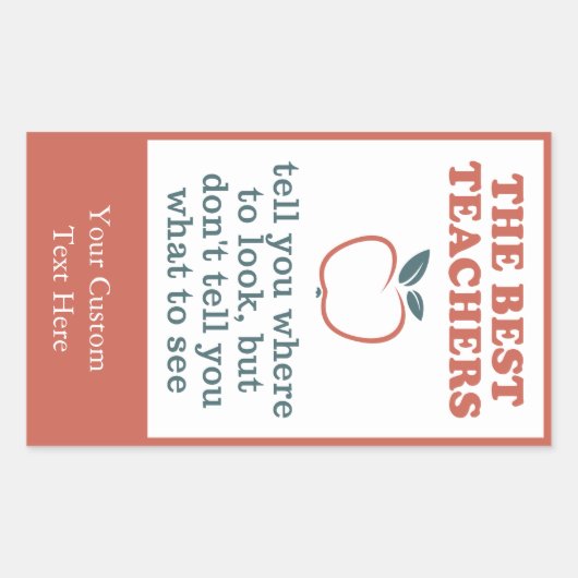 最高のカスタム先生 長方形シール (正面)