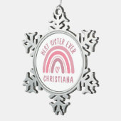 最高のカスタム姉妹が可愛いレインボー姉妹ギフト スノーフレークピューターオーナメント (右)