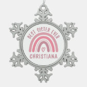 最高のカスタム姉妹が可愛いレインボー姉妹ギフト スノーフレークピューターオーナメント (正面)