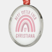 最高のカスタム姉妹が可愛いレインボー姉妹ギフト メタルオーナメント (左)