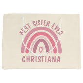 最高のカスタム姉妹が可愛いレインボー姉妹ギフト ラージペーパーバッグ (正面)