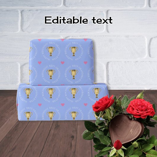 最高のカスタム文字青い誕生日 ラッピングペーパー