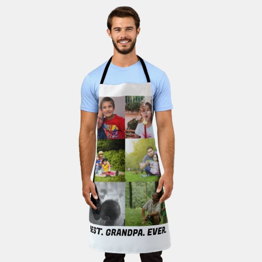 最高のカスタム祖父の写真コラージュ エプロン (着用した状態)