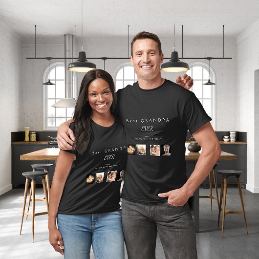 最高のカスタム祖父ファミリー写真集ブラック Tシャツ