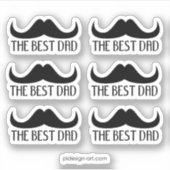最高のカッコいいパパ黒口ひげ父の日 シール (正面)