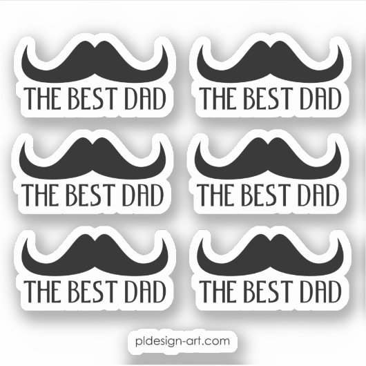 最高のカッコいいパパ黒口ひげ父の日 シール (正面)
