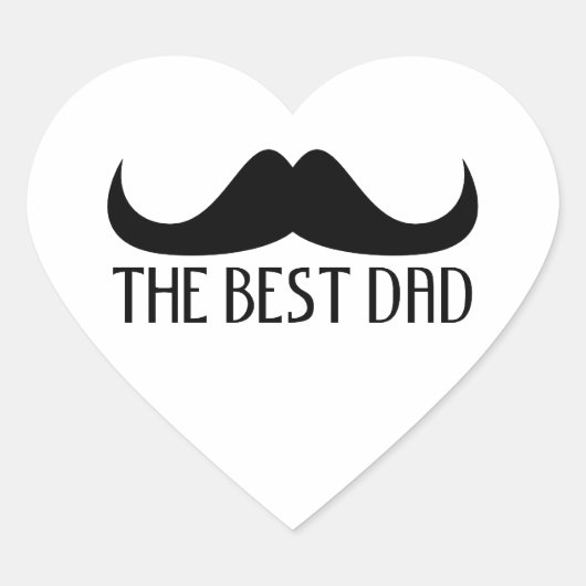 最高のカッコいいパパ黒口ひげ父の日 ハートシール (正面)