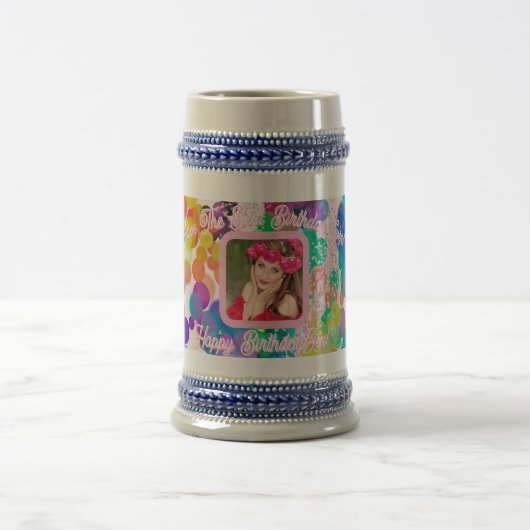 最高のカラフル《写真》ぼけ味ピンク写真ジャンボカラー ビールジョッキ (中央)