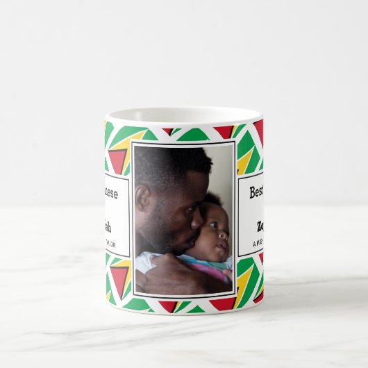 最高のガイアナのお父さん ガイアナ国旗 パーソナライズ フォト コーヒーマグカップ (中央)