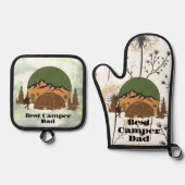 最高のキャンパーお父さん 森のウッドランド テント 父の日 鍋つかみ&鍋敷きセット (正面)