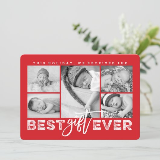 最高のギフトエバグランジタイポグラフィ新生児5 Photo 案内状 (スタンド正面)