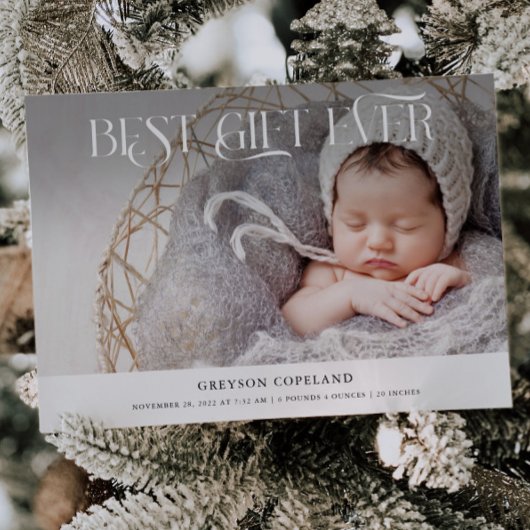 最高のギフトエバーホリデイベビーフォト誕生 案内状
