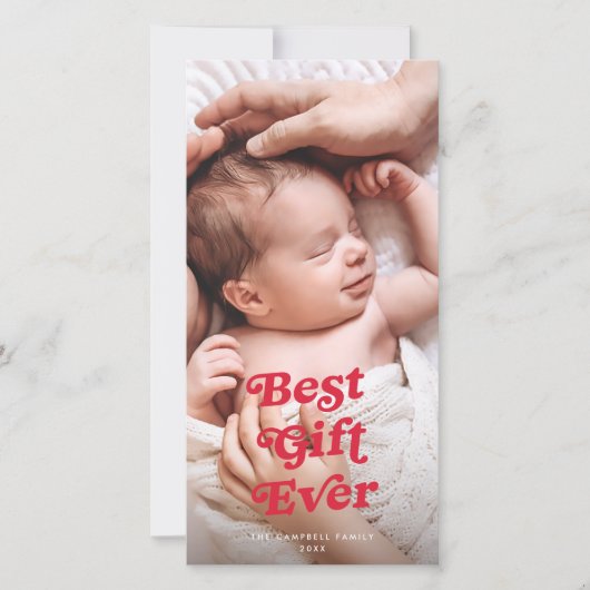 最高のギフトエバーホリデー3写真誕生のお知らせ シーズンカード (正面)