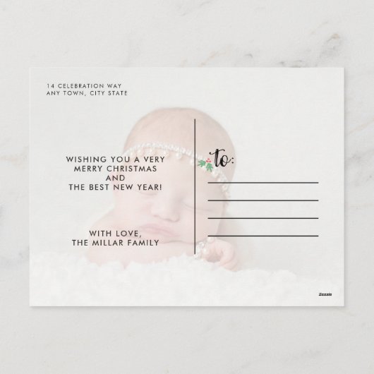 最高のギフトエバ生まれたばかりの初めてのクリスマス誕生 シーズンポストカード (裏面)