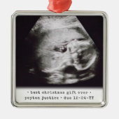 最高のギフトエバ超音波ベビー写真シンプル正方形 メタルオーナメント (正面)