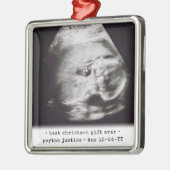 最高のギフトエバ超音波ベビー写真シンプル正方形 メタルオーナメント (左)