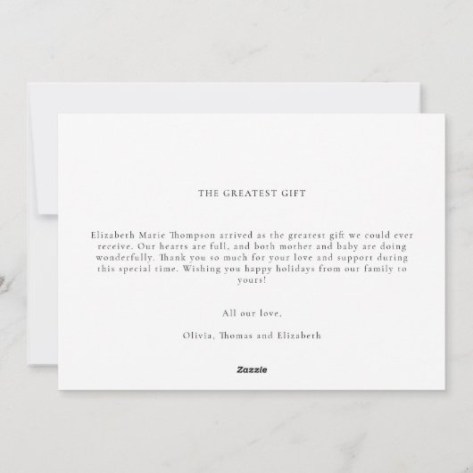 最高のギフトミニマリストのクリスマスベビー写真家族 シーズンカード (裏面)