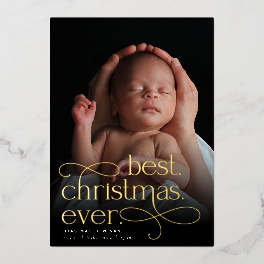最高のクリスマスの生誕発表 箔シーズンカード (正面)