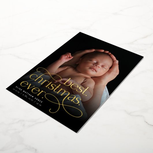 最高のクリスマスの生誕発表 箔シーズンカード (回転した状態)