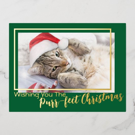 最高のクリスマスを願って 2枚の写真 箔シーズンポストカード (正面)