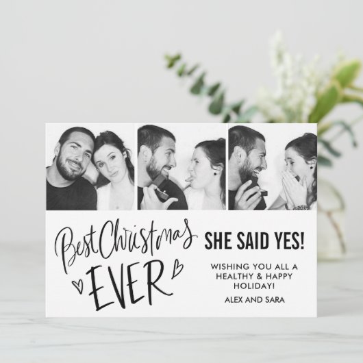 最高のクリスマスエンゲージメント3枚の写真 シーズンカード (スタンド正面)