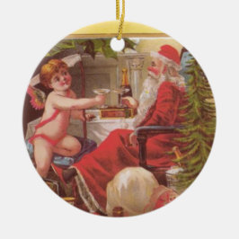 最高のクリスマスオーナメント – 両側ヴィンテージサンタ セラミックオーナメント