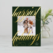 最高のクリスマス書道グリーンフレーム金ゴールド 箔シーズンカード (立ち正面)