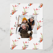 最高のクリスマス書道グリーンフレーム金ゴールド 箔シーズンカード (裏面)