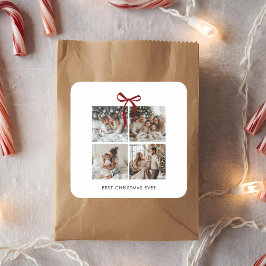 最高のクリスマス エバー ファミリー フォト コラージュ ギフト スクエアシール
