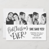 最高のクリスマス・エンゲージメント 三枚の写真 シーズンカード (正面)