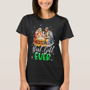 最高のクリスマス 涼しいイエス キリストの誕生のシーン キリスト教 Tシャツ