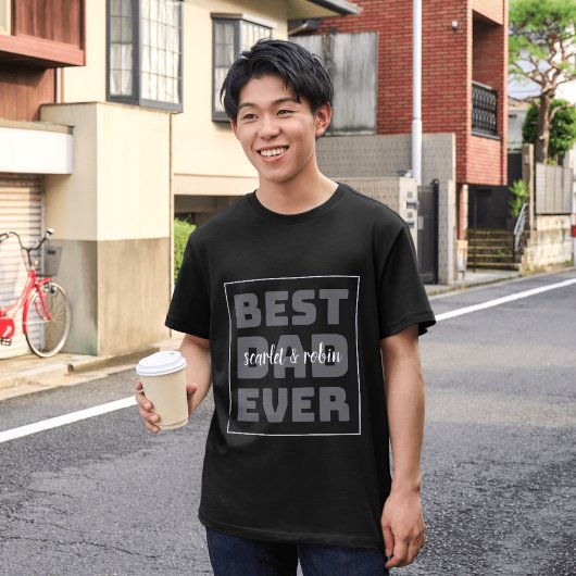 最高のクールパパの父の日の子供の名前 Tシャツ