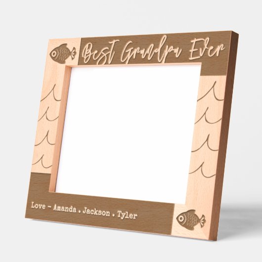 最高のグランパエバー魚釣り波 レーザー彫刻フレーム (左)