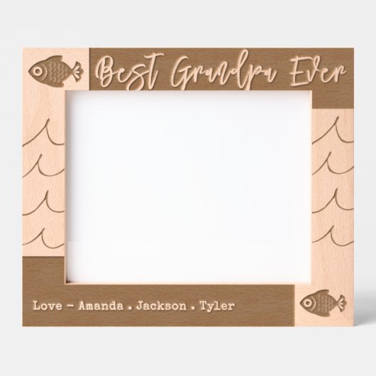 最高のグランパエバー魚釣り波 レーザー彫刻フレーム (正面)