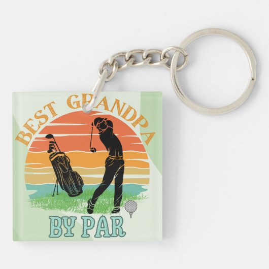 最高のグランパバイパールゴルフサンセットパーソナライズされた キーホルダー (裏面)