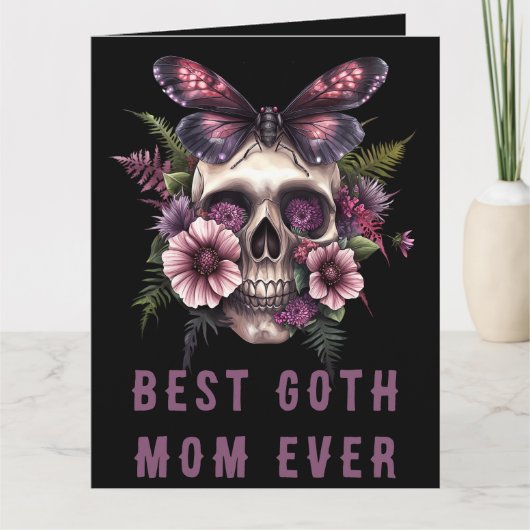 最高のゴシックママママエバースカルモスパープルマザーズデイ カード (正面)