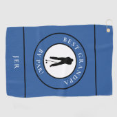 最高のゴルファーモノグラムのスポーツブルーブラック ゴルフタオル (横)