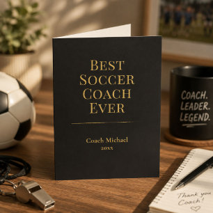 最高のサッカークーチ エレガント ブラック ゴールド サンキューカード