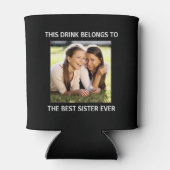 最高のシスターパーソナライズされたブラック 缶クーラー (裏面)