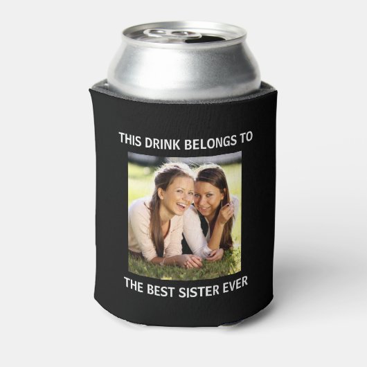最高のシスターパーソナライズされたブラック 缶クーラー (缶裏面)