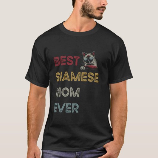 最高のシャム猫のママ、クールな猫好き Tシャツ (正面)