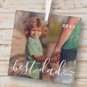 最高のシンプルよくはしゃぐモダンパパスクリプトの写真 ガラスオーナメント